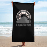 Good Vibes Beach Bath Large Towel (Black), towels, $ 39.95, A Moment Of Now™
